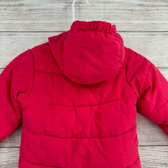 Osh‎ Kosh b'Gosh Floral Hooded Ruffled Puffer Jacket Girl's M 6/8 Pink - Picture 4 of 13